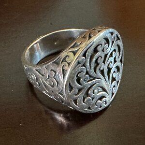 Lois Hill Filigree Chunky 925 Sterling Silver Statement Ring Size 8